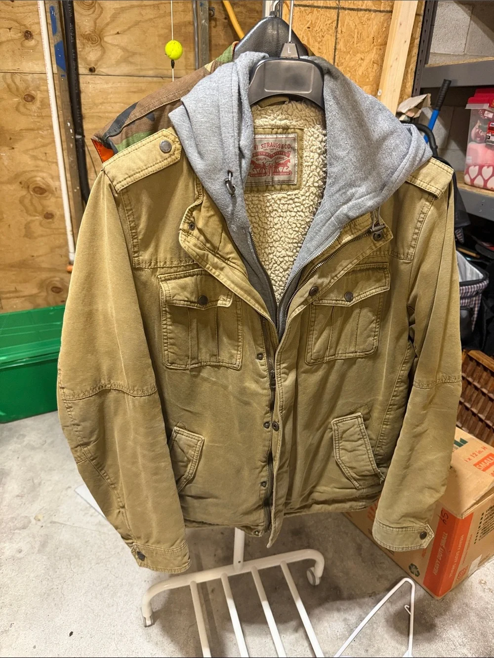 Levi's Tan Sherpa-Lined Hooded Field Jacket